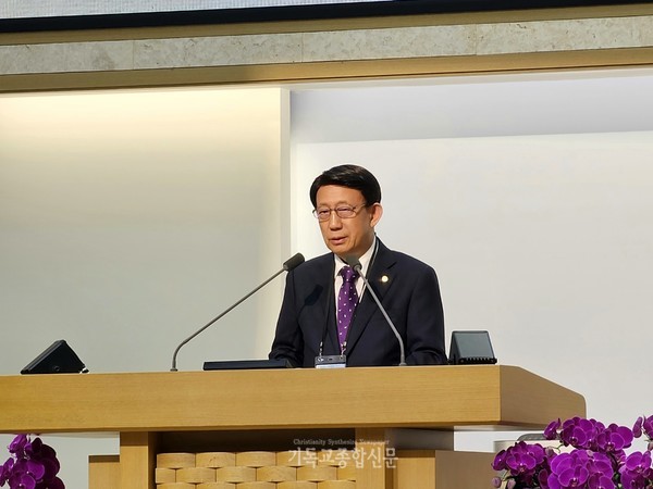▲ 전국장로회 회장 정채햑 장로의 축사